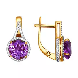 Серьги Аметист, Фианит