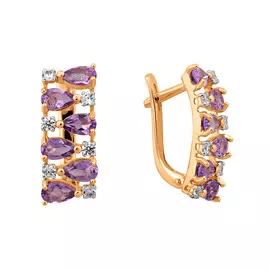 Серьги Аметист, фианит