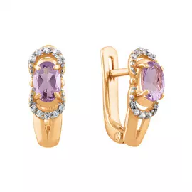 Серьги Аметист, фианит