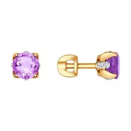 Серьги Аметист, Фианит