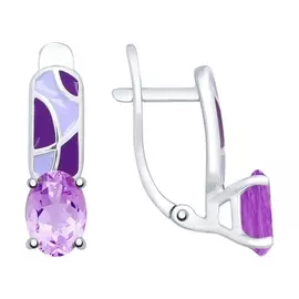 Серьги Аметист, фианит