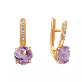 Серьги Аметист, фианит