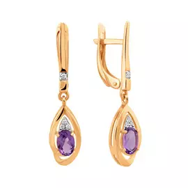 Серьги Аметист, фианит