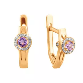 Серьги Аметист, фианит