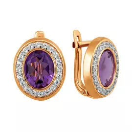 Серьги Аметист, фианит