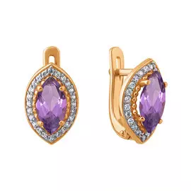Серьги Аметист, фианит