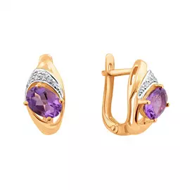 Серьги Аметист, фианит