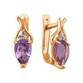 Серьги Аметист, фианит