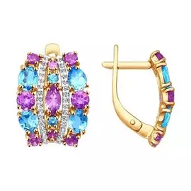 Серьги Аметист, топаз, фианит