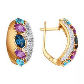 Серьги Аметист, Топаз, Фианит