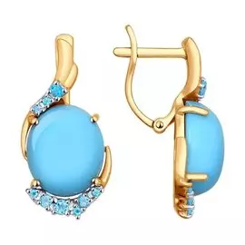 Серьги из красного золота с бирюзой и топазами 724181