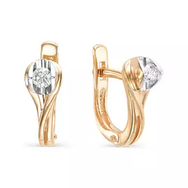 Серьги из красного и белого золота с бриллиантами 2-106-693