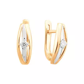 Серьги из красного и белого золота с бриллиантами 21-9174-10-02