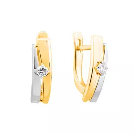 Серьги из белого и желтого золота с родированием 21-9173-20-02