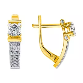 Серьги из белого и желтого золота с бриллиантами А2-006-19-02