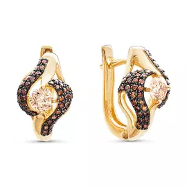 Серьги из желтого золота с бриллиантами 02-1992