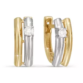 Серьги из белого и желтого золота с бриллиантами БР120511