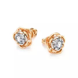 Серьги из белого и желтого золота с бриллиантами 2-104-298