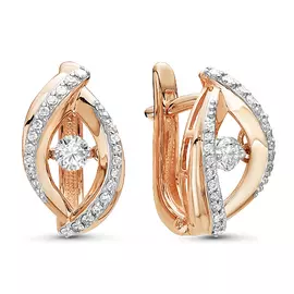 Серьги из красного и белого золота с бриллиантами 02-2045