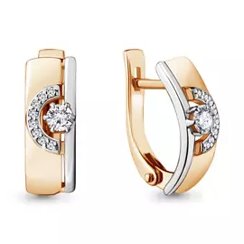 Серьги из красного и белого золота с бриллиантами 942079к