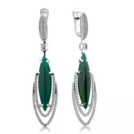 Серьги Брил., агат, празиолит