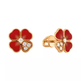 Серьги из красного золота с бриллиантами и эмалью 21-9020-11-87