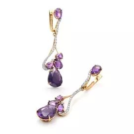 Серьги из красного и белого золота с аметистами и бриллиантами 2-105-931-06