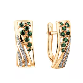 Серьги из красного золота с изумрудами и бриллиантами 21-9122-11-04