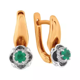 Серьги из красного и белого золота с изумрудами и бриллиантами 22463-101