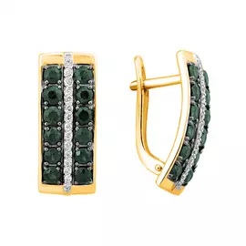 Серьги из желтого золота с изумрудами и бриллиантами 21-9077-13-04