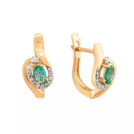 Серьги из красного золота с изумрудами и бриллиантами C01129E-11-04