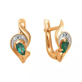 Серьги Брил., изумруд