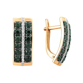 Серьги из красного золота с изумрудами и бриллиантами 21-9077-11-04