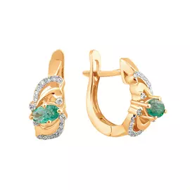 Серьги Брил., Изумруд