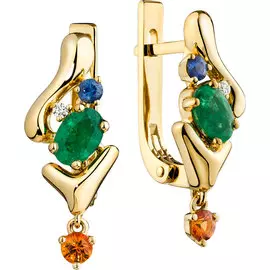 Серьги Брил.,изумруд,сапфир Зс-2380