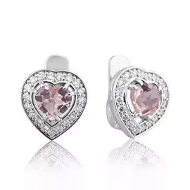 Серьги Брил., морганит Сердце