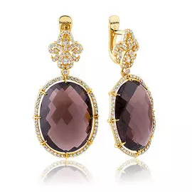 Серьги Брил., раух-топаз