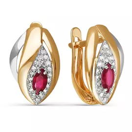 Серьги из красного и белого золота с рубинами и бриллиантами БР420408гт