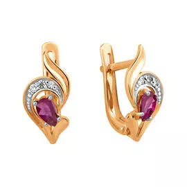 Серьги из красного золота с рубинами и бриллиантами 21-9164-11-05