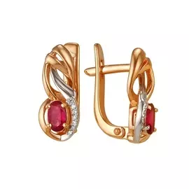 Серьги из красного и белого золота с рубинами и бриллиантами 2-105-176-03
