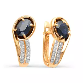 Серьги из красного золота с сапфирами и бриллиантами 2-106-198-02