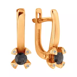Серьги из красного золота с сапфирами и бриллиантами 23029-102