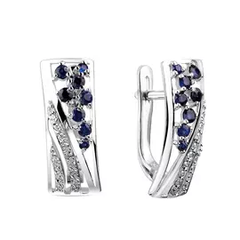 Серьги из белого золота с сапфирами и бриллиантами 21-9122-12-03