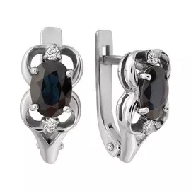 Серьги из белого золота с сапфирами и бриллиантами 2-105-87