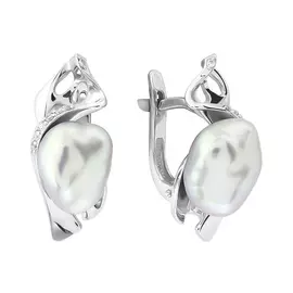 Серьги из белого золота с жемчугом и бриллиантами 02-3533