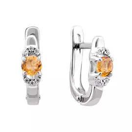 Серьги Цитрин, Фианит