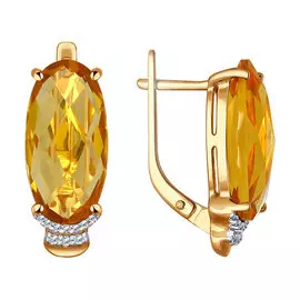 Серьги из красного золота с цитринами и фианитами 724107