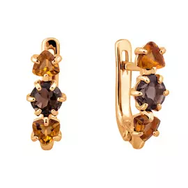 Серьги Цитрин, Раух-топаз