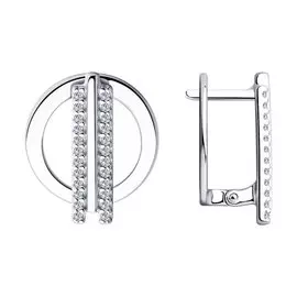 Серьги из серебра с фианитами с родированием 94023885