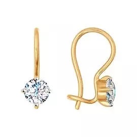 Серьги из красного золота с фианитами 026946